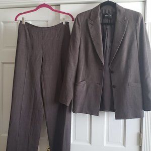 Dana  Buchman Suit Brown with white pinstripes